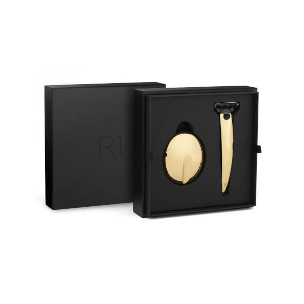 R1 Gold 24 kt geschenkset | scheermes & etui