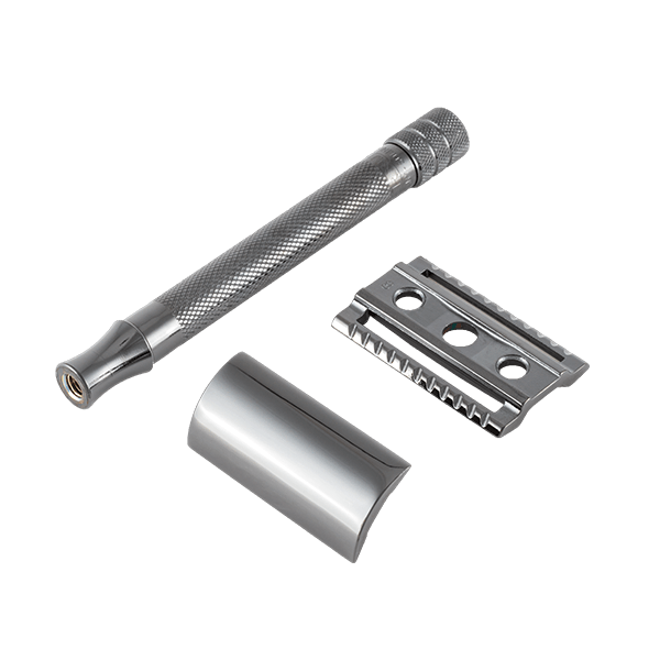 Safety razor 23 zwart | lang handgreep | verchroomd