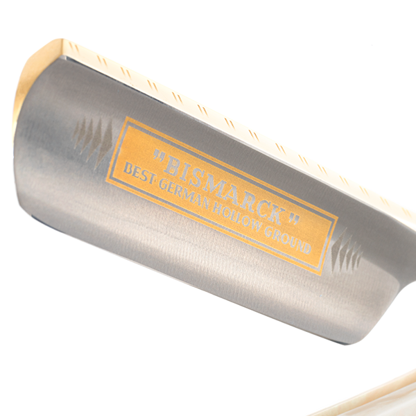 Rasoir droits 6/8" carbon | Bismarck | Optique acrylique perlée blanche