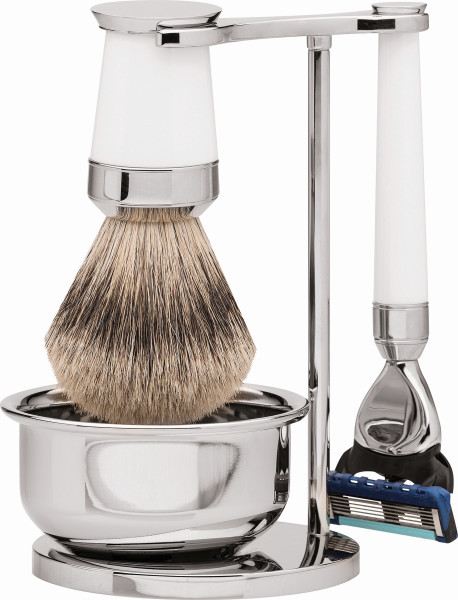 Set de rasage | Gillette® Fusion™| résine précieuse blanche | pur-argenté "Series Premium Design Paris