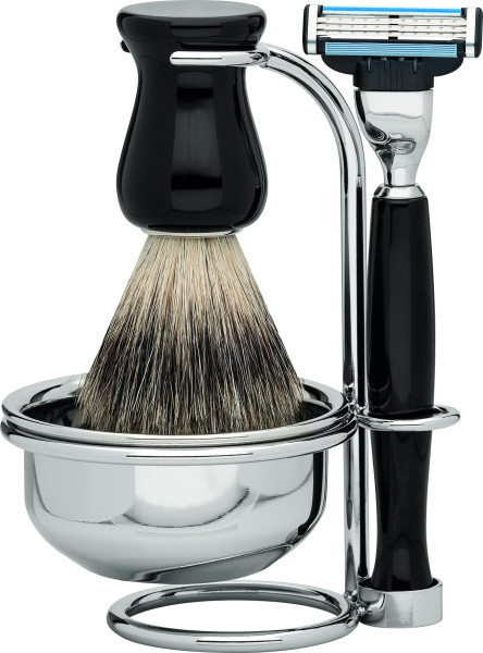 Erbe Scheerset | Gillette® Mach3® edelhars in zwart | dassenhaar "Series Premium Design BARCELONA" 5510478