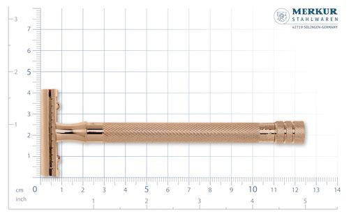 Merkur Rasoir de sûreté 24G | poignée longue | or rosé