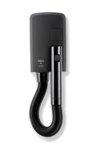 HOTELLO argent SÈCHE-CHEVEUX À MONTAGE MURAL AVEC TUYAU noir